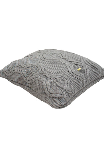 Pomme Cotton Knitted Decorative Cushion Cover Grey  Cable Texture Knit