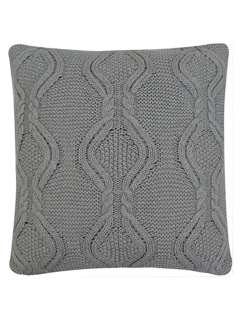 Pomme Cotton Knitted Decorative Cushion Cover Grey  Cable Texture Knit