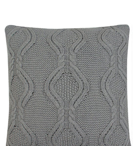 Pomme Cotton Knitted Decorative Cushion Cover Grey  Cable Texture Knit