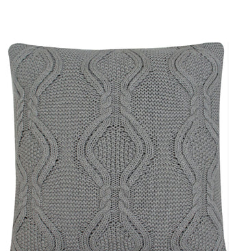 Pomme Cotton Knitted Decorative Cushion Cover Grey  Cable Texture Knit