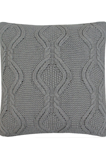 Pomme Cotton Knitted Decorative Cushion Cover Grey  Cable Texture Knit
