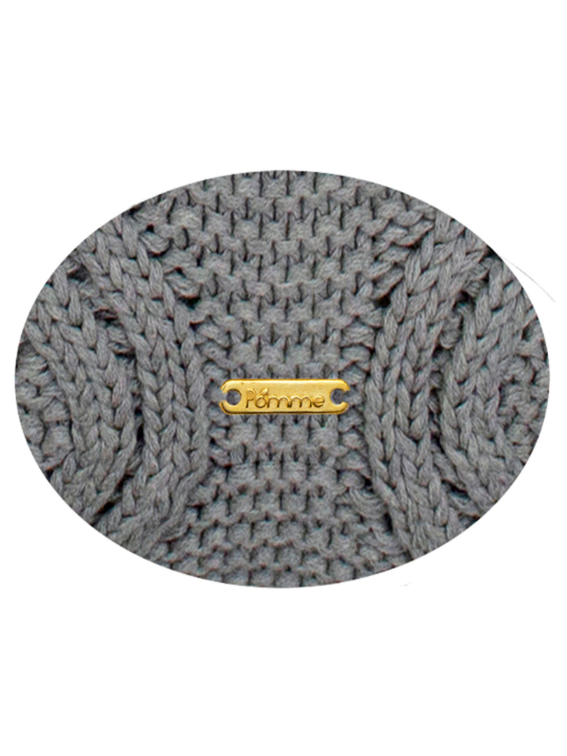 Pomme Cotton Knitted Decorative Cushion Cover Grey  Cable Texture Knit