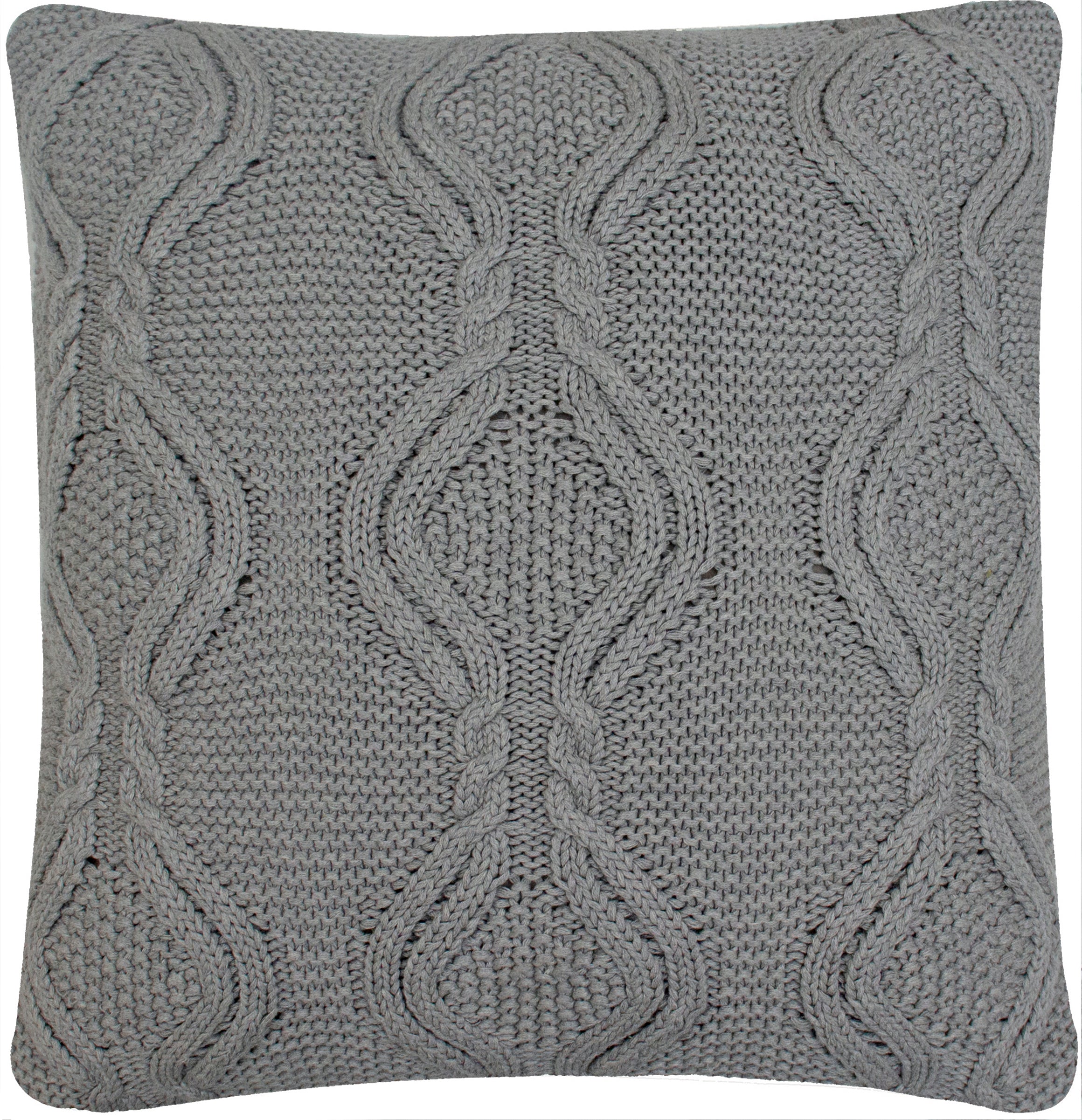 Pomme Cotton Knitted Decorative Cushion Cover Grey  Cable Texture Knit