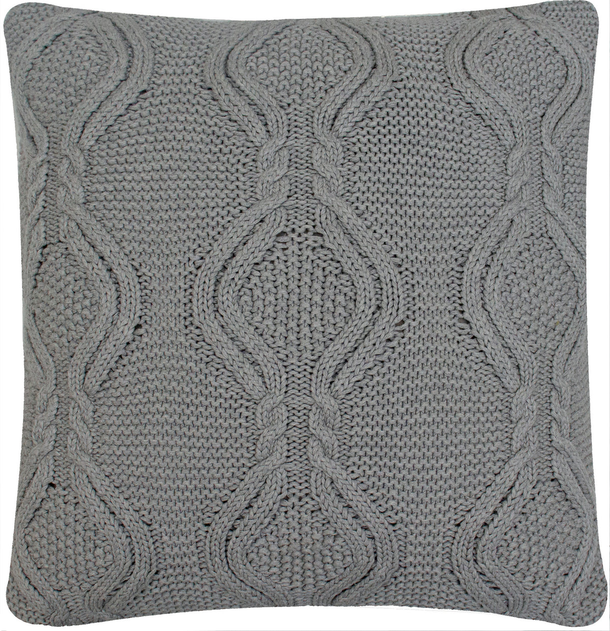 Pomme Cable Knitted Ogee Decorative Cushion Cover (Grey)