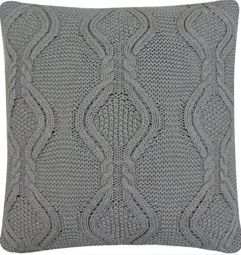 Pomme Cotton Knitted Decorative Cushion Cover Grey  Cable Texture Knit