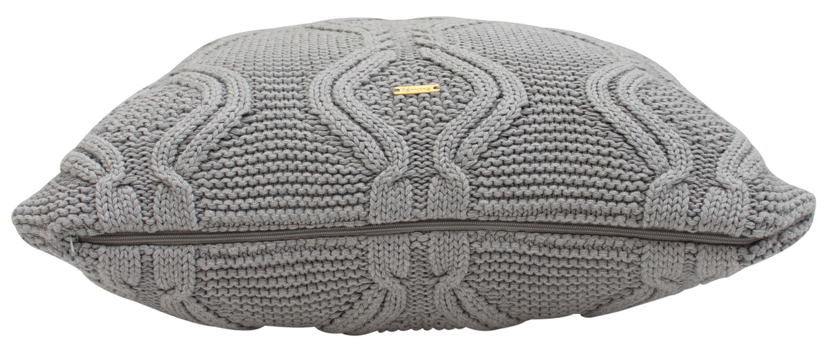 Pomme Cable Knitted Ogee Decorative Cushion Cover (Grey)