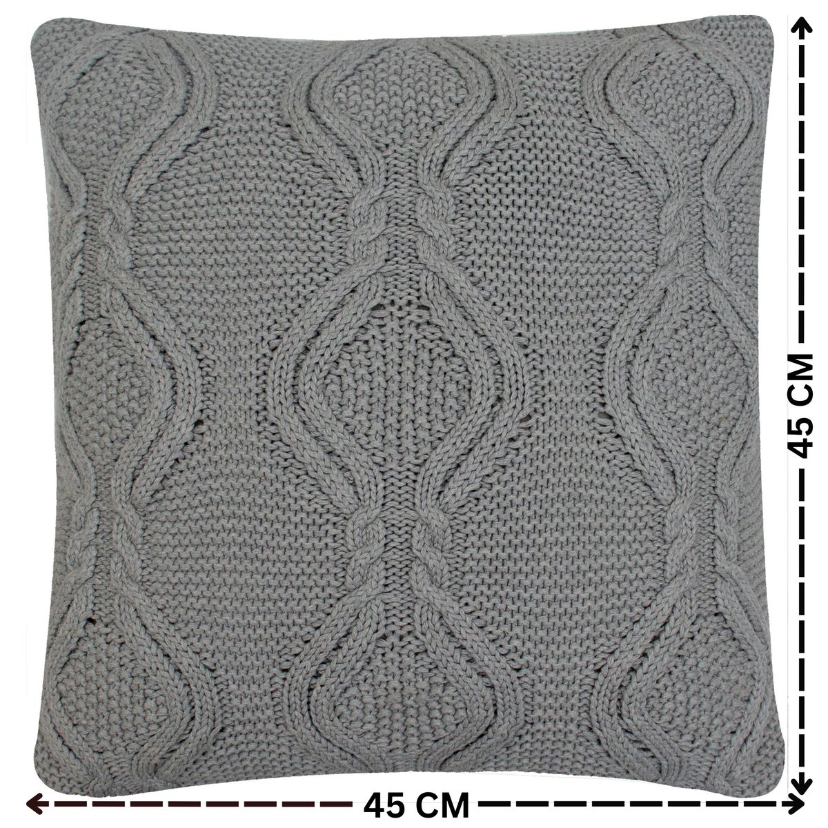 Pomme Cable Knitted Ogee Decorative Cushion Cover (Grey)