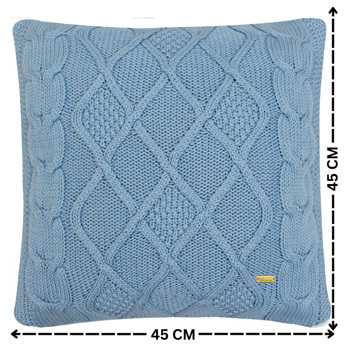 Pomme Cotton Knitted Decorative Cushion Cover Blue Cable  Texture Knit