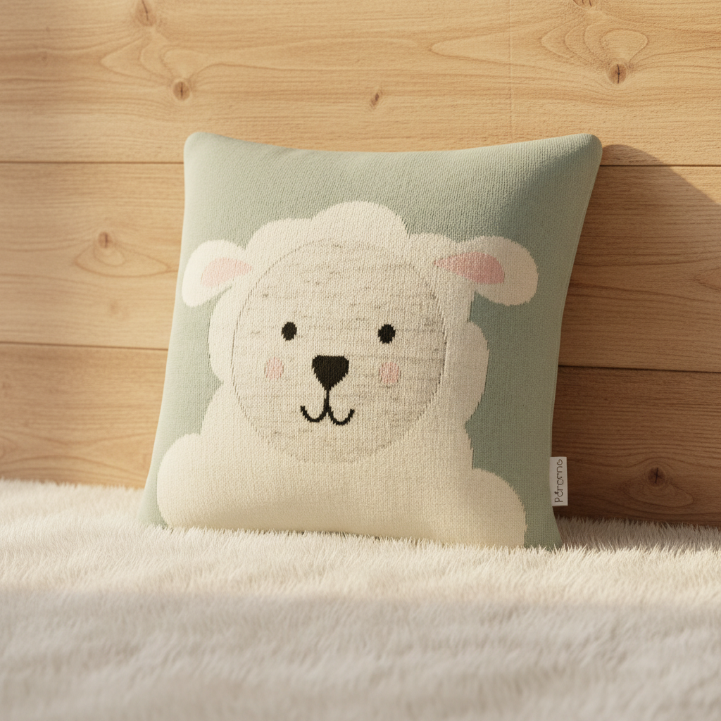 Pomme Cotton Knitted Sweet Baby Sheep Cushion Cover