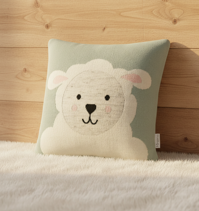 Pomme Cotton Knitted Sweet Baby Sheep Cushion Cover
