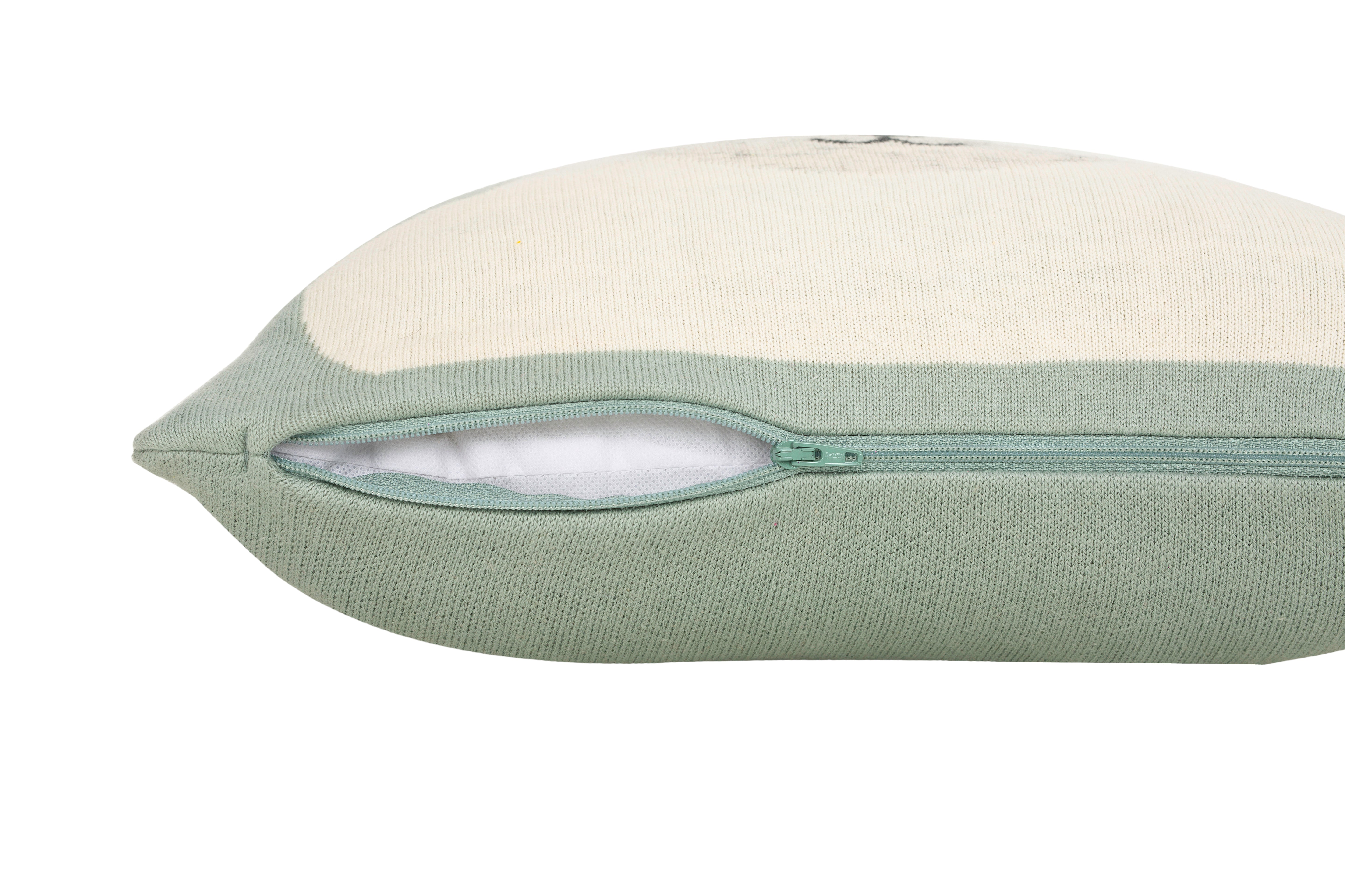 Kids Cushion Cover With Cute Sheep Pattern Ivory/ Grey Mel/ Baby Boy Blu