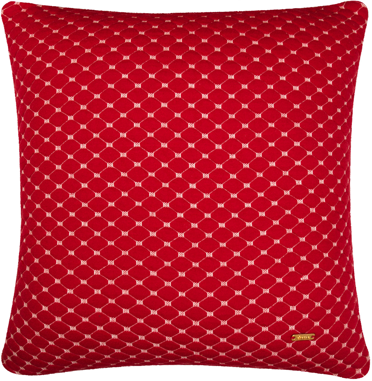Pomme Quilted Cotton Decorative Cushion Cover (Red Melange & Ivory)