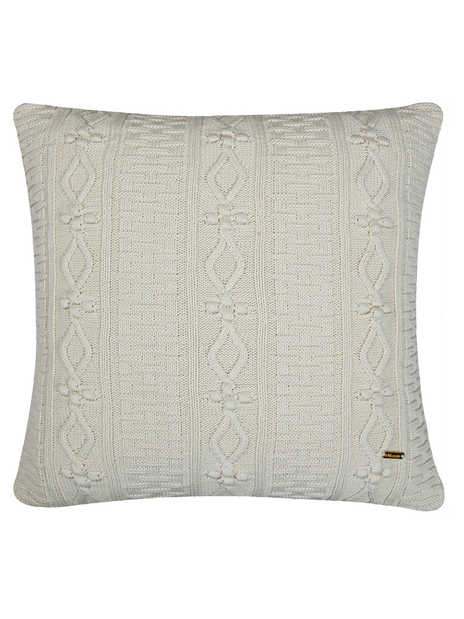 Pomme Cotton Knitted Decorative Cushion Cover Ivory  Cable Texture Knit
