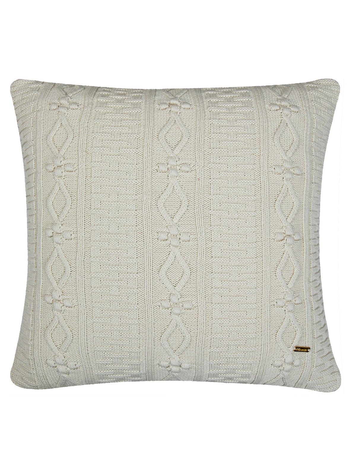 Pomme Bobble Trellis Cable Knit Cushion Cover (Ivory)