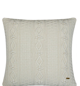 Pomme Cotton Knitted Decorative Cushion Cover Ivory  Cable Texture Knit