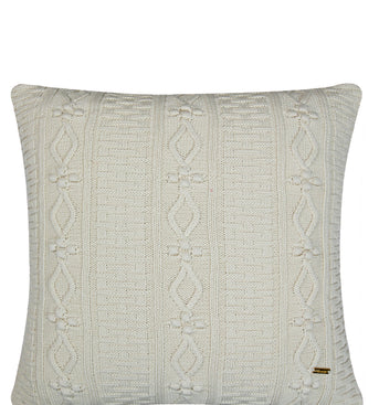 Pomme Cotton Knitted Decorative Cushion Cover Ivory  Cable Texture Knit