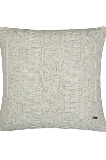 Pomme Cotton Knitted Decorative Cushion Cover Ivory  Cable Texture Knit