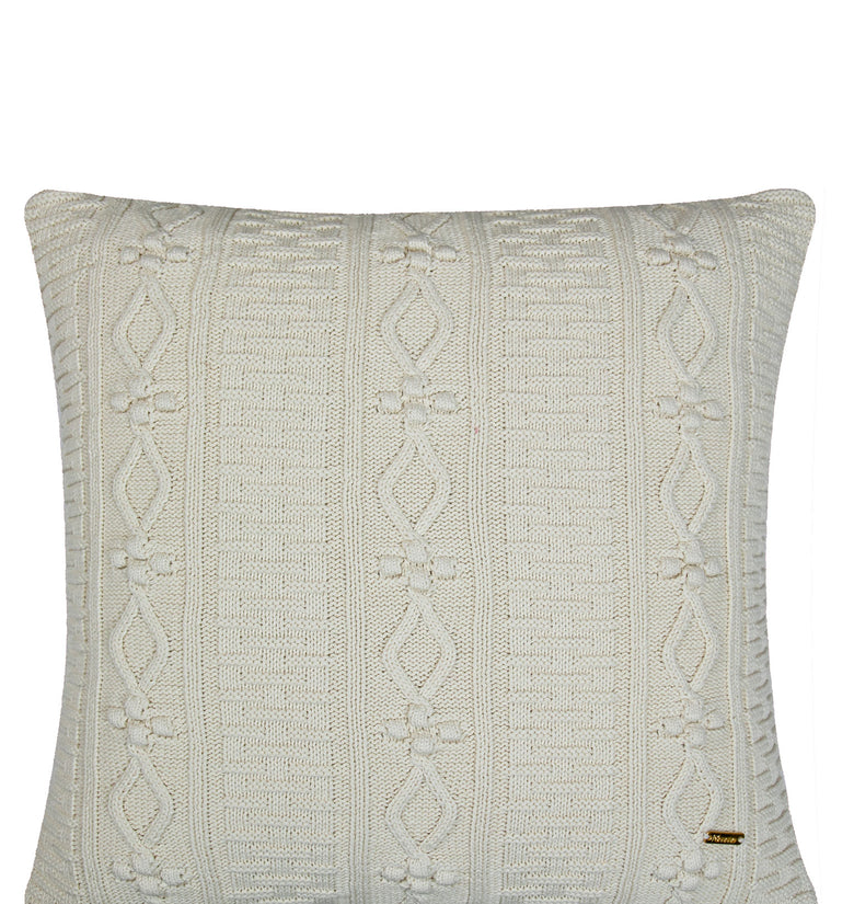 Pomme Cotton Knitted Decorative Cushion Cover Ivory  Cable Texture Knit