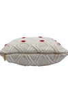 Pomme Cotton Knitted Decorative Cushion Cover Ivory Red Cable With Bubble Texture Knit