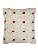 Load image into Gallery viewer, Pomme Cotton Knitted Decorative Cushion Cover Ivory Red Cable With Bubble Texture Knit
