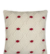 Pomme Cotton Knitted Decorative Cushion Cover Ivory Red Cable With Bubble Texture Knit