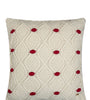 Pomme Cotton Knitted Decorative Cushion Cover Ivory Red Cable With Bubble Texture Knit