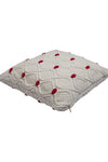 Pomme Cotton Knitted Decorative Cushion Cover Ivory Red Cable With Bubble Texture Knit