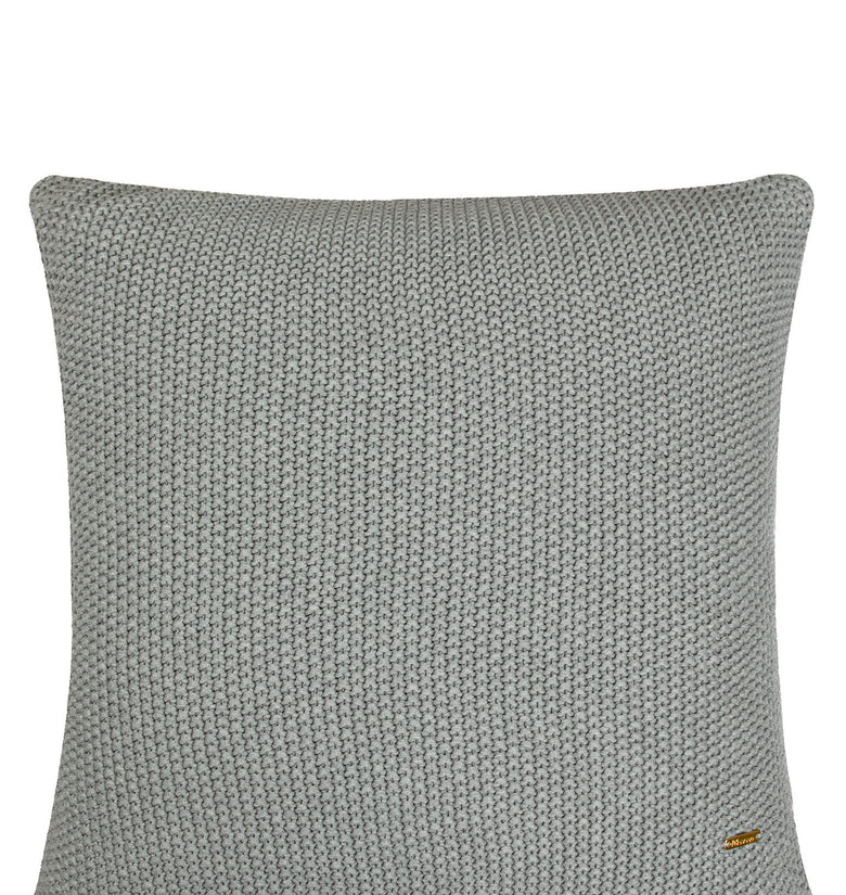 Pomme Cotton Knitted Decorative Cushion Cover Grey Mini Moss Knit