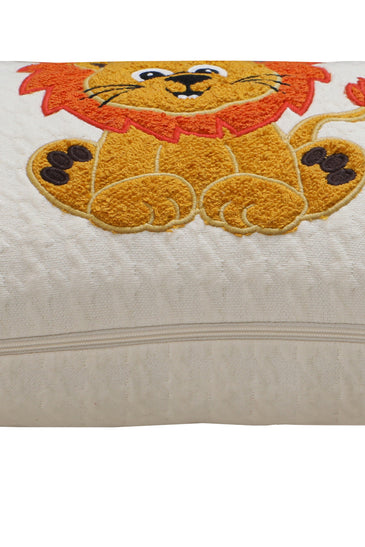 Kids Cushion Cover With Cute Quilt Lion Pattern