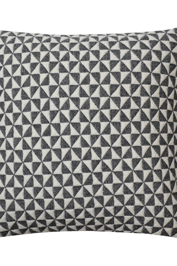 Kids Cushion Cover With Cute Quilt Pattern Ivory/ Dk. Grey