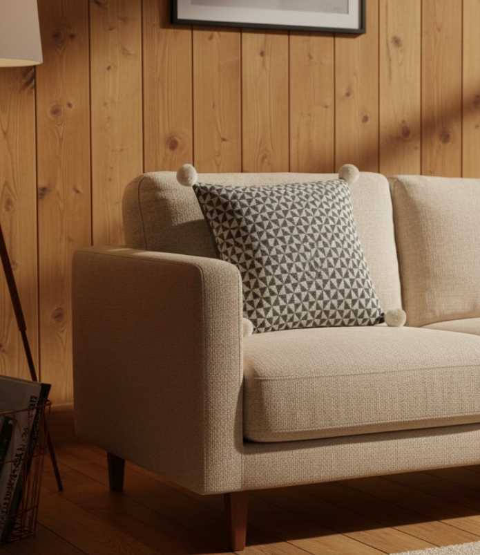 Pomme Quilt Pattern Cushion Cover (Ivory & Dark Grey)