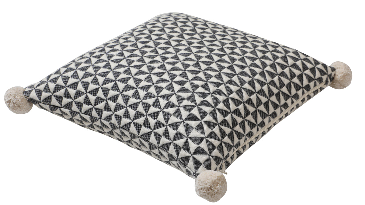Pomme Quilt Pattern Cushion Cover (Ivory & Dark Grey)
