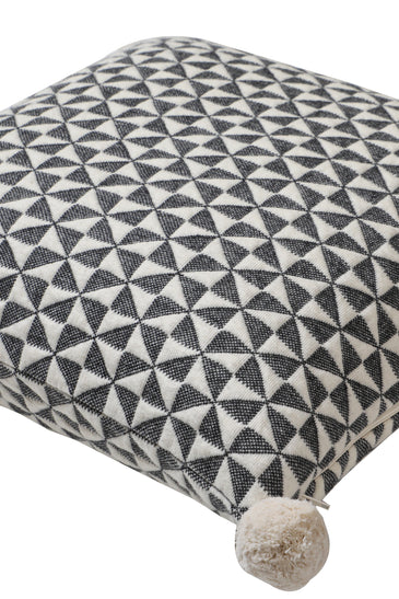 Kids Cushion Cover With Cute Quilt Pattern Ivory/ Dk. Grey