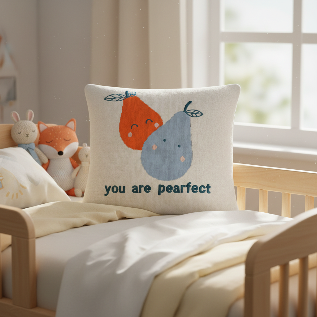 Pomme Cotton Knitted You are "pearfect" Cushion Cover