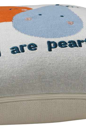 Kids Cushion Cover With Cute Pear Pattern Ivory Neon Orange  Vert Blue