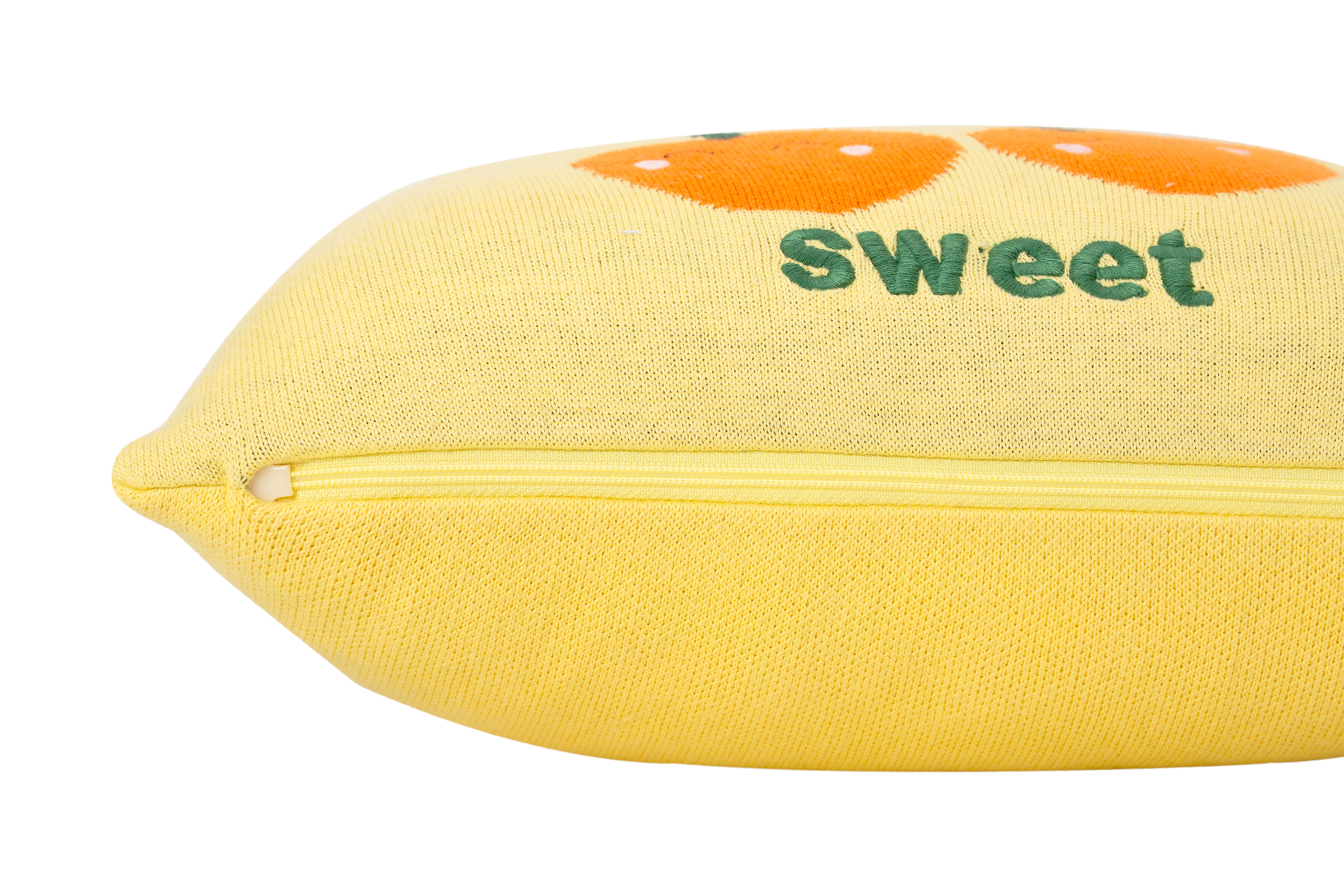 Kids Cushion Cover With Cute Cherry Pattern Aurora  Jungle Green Neon Orange