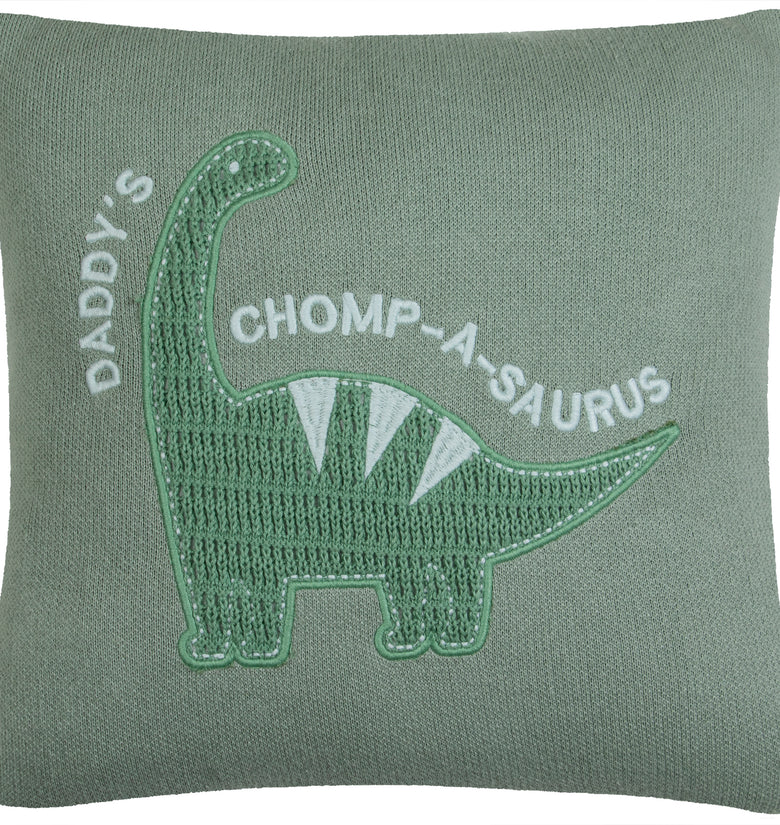 Kids Cushion Cover With Cute Dino Pattern Feldspar Sky Blue