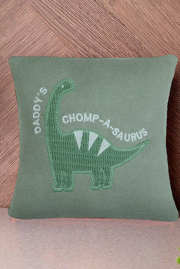Kids Cushion Cover With Cute Dino Pattern Feldspar Sky Blue