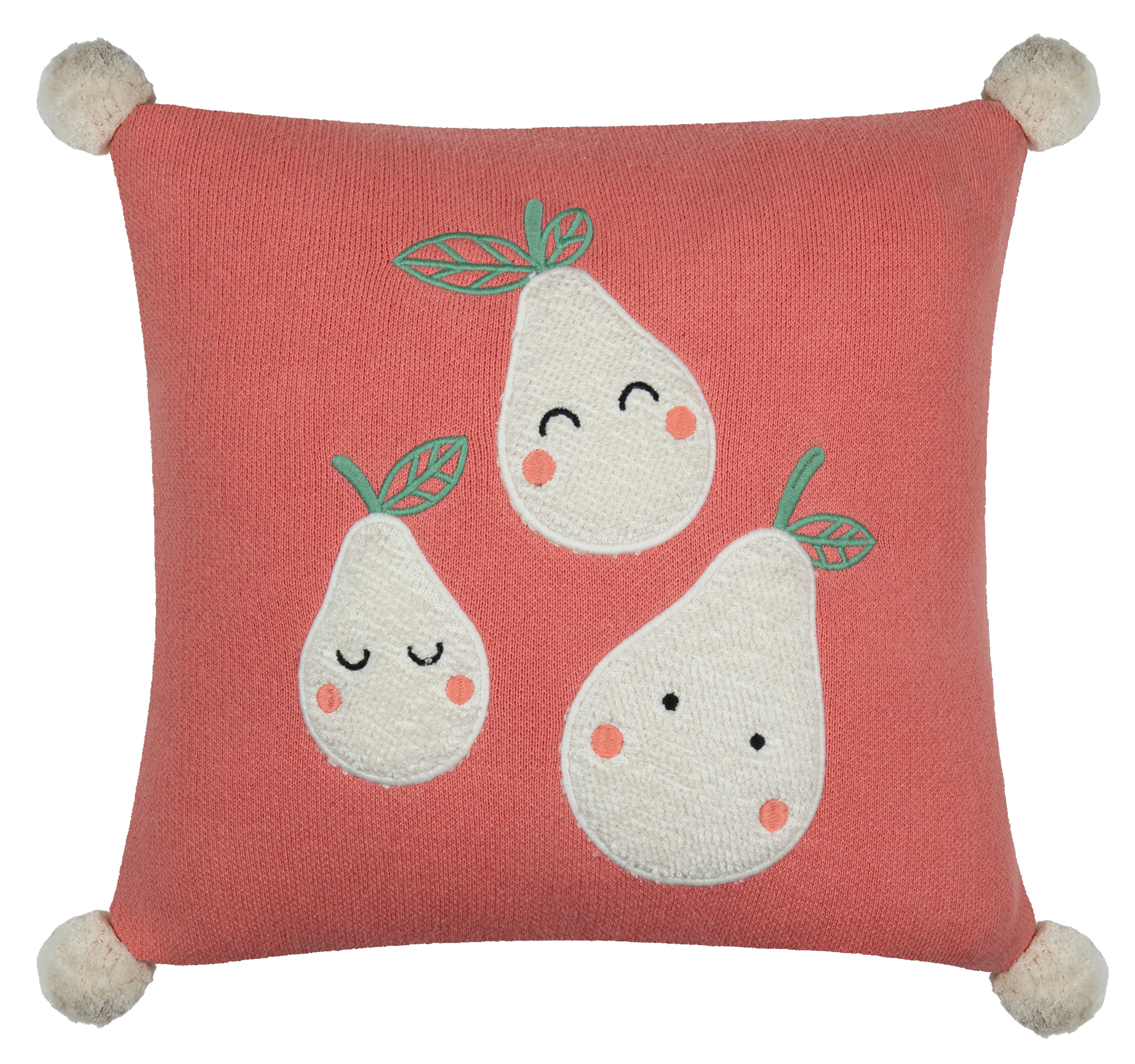 Kids Cushion Cover With Cute Pear Pattern Ivory Corel