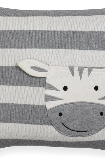 Kids Cushion Cover With Cute Zebra Pattern Ivory Grey Mel