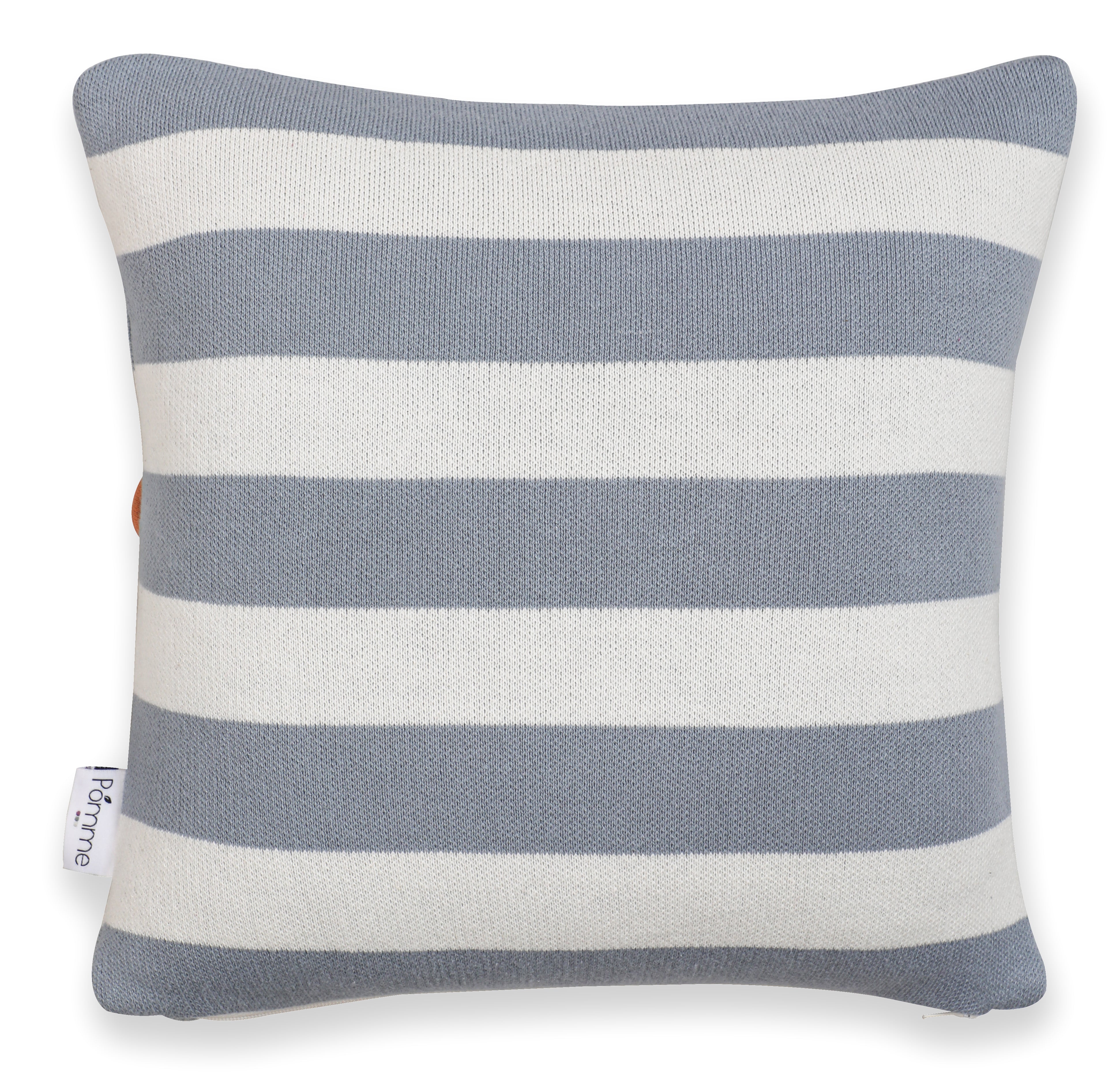 Kids Cushion Cover With Cute Bear Pattern Ivory Grey Mel. Ember Brown