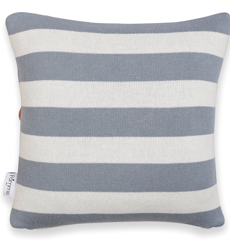 Kids Cushion Cover With Cute Bear Pattern Ivory Grey Mel. Ember Brown