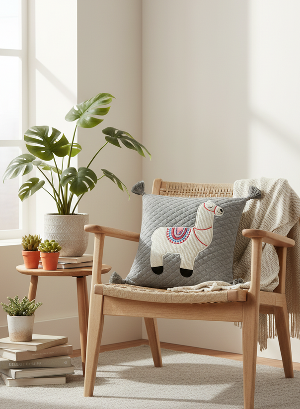 Pomme Quilted Llama Cushion Cover
