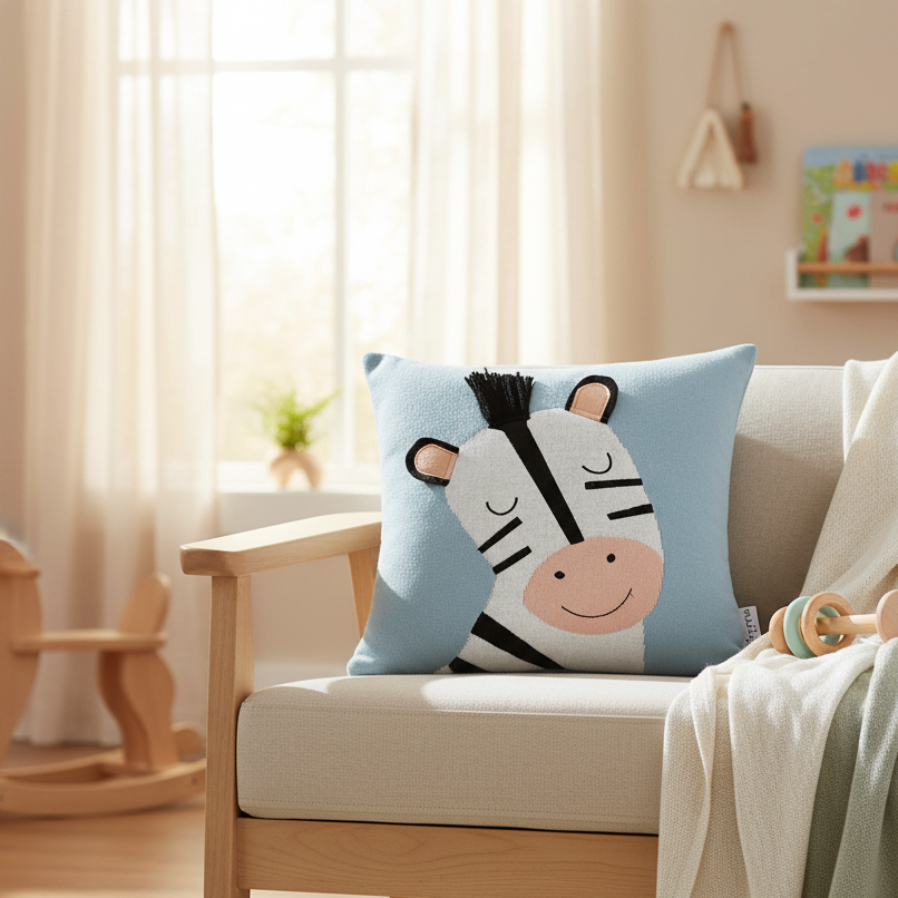 Pomme Cotton Knitted Zebra Cushion Cover