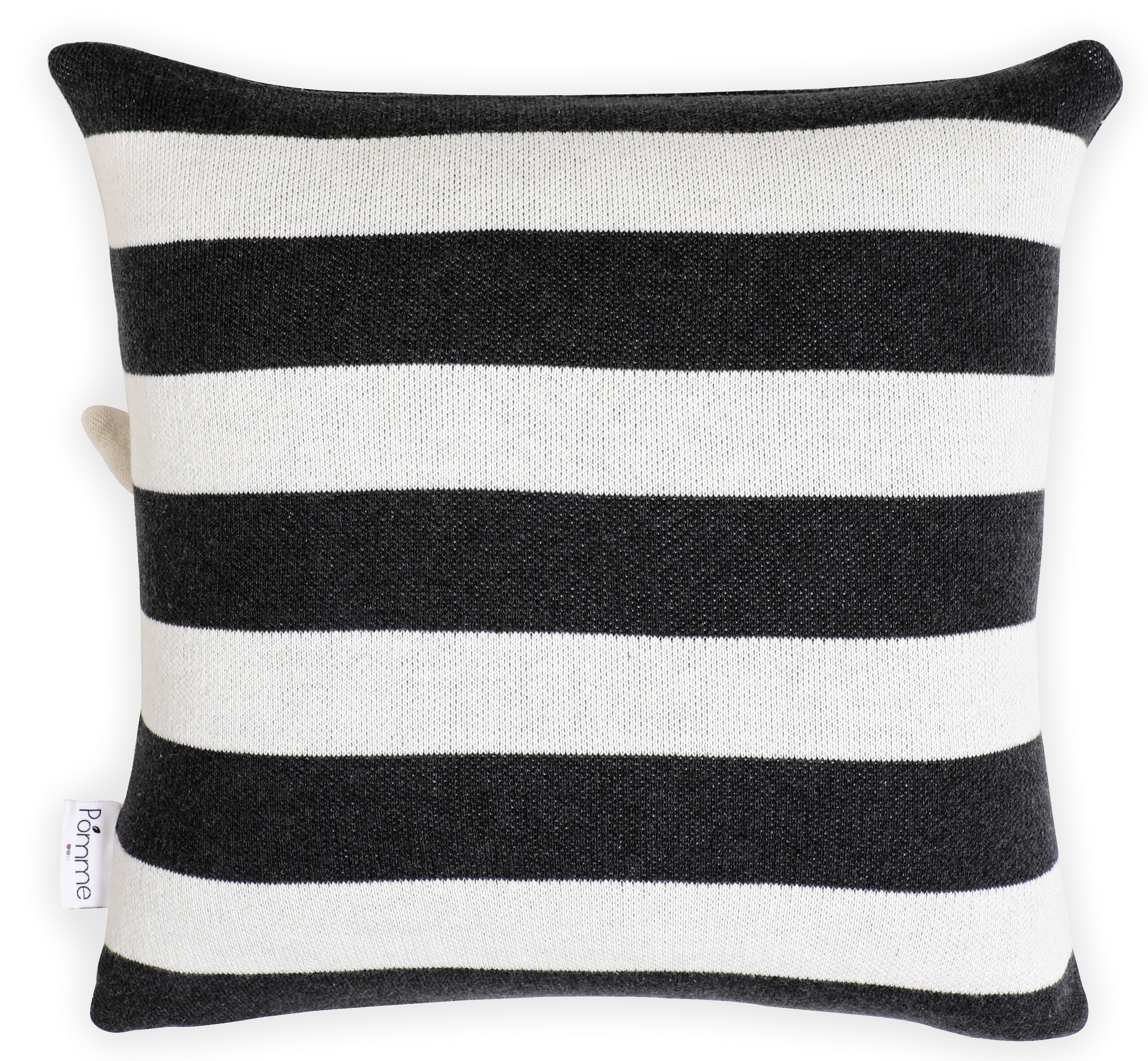 Kids Cushion Cover With Cute Zebra Pattern Dk. Grey Ivory