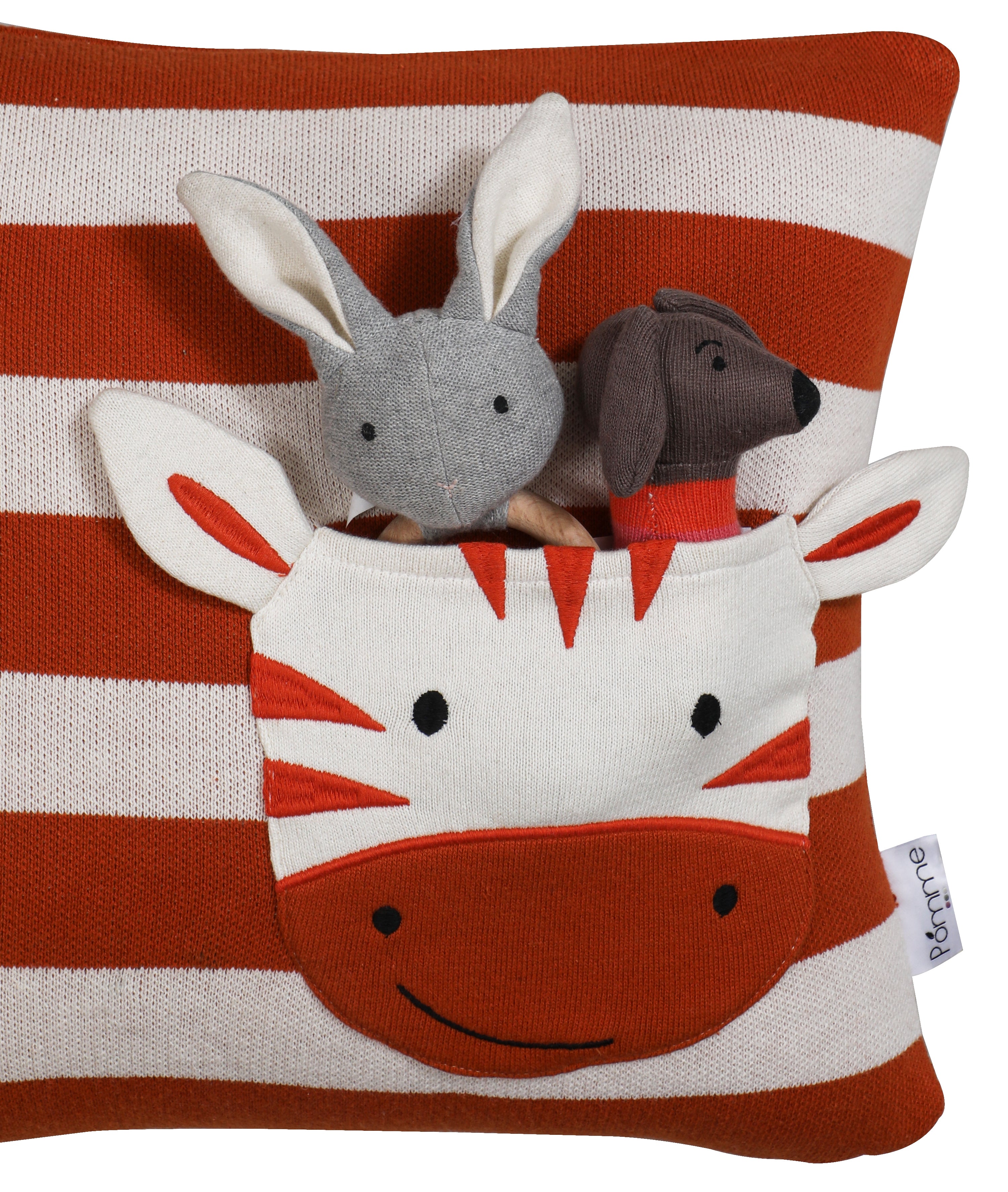 Kids Cushion Cover With Cute Zebra Pattern Ivory Arabian Spice