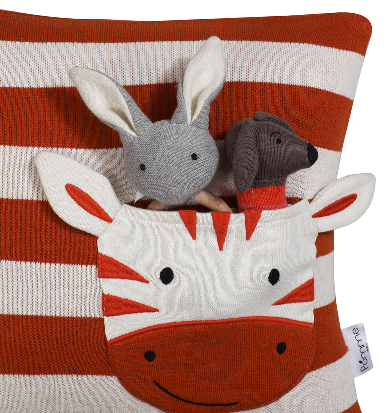 Kids Cushion Cover With Cute Zebra Pattern Ivory Arabian Spice