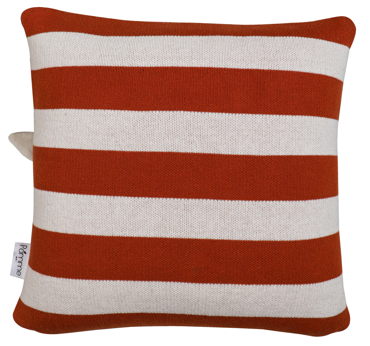 Pomme Striped Cushion Cover With Zebra Pocket (Rust & Ivory)