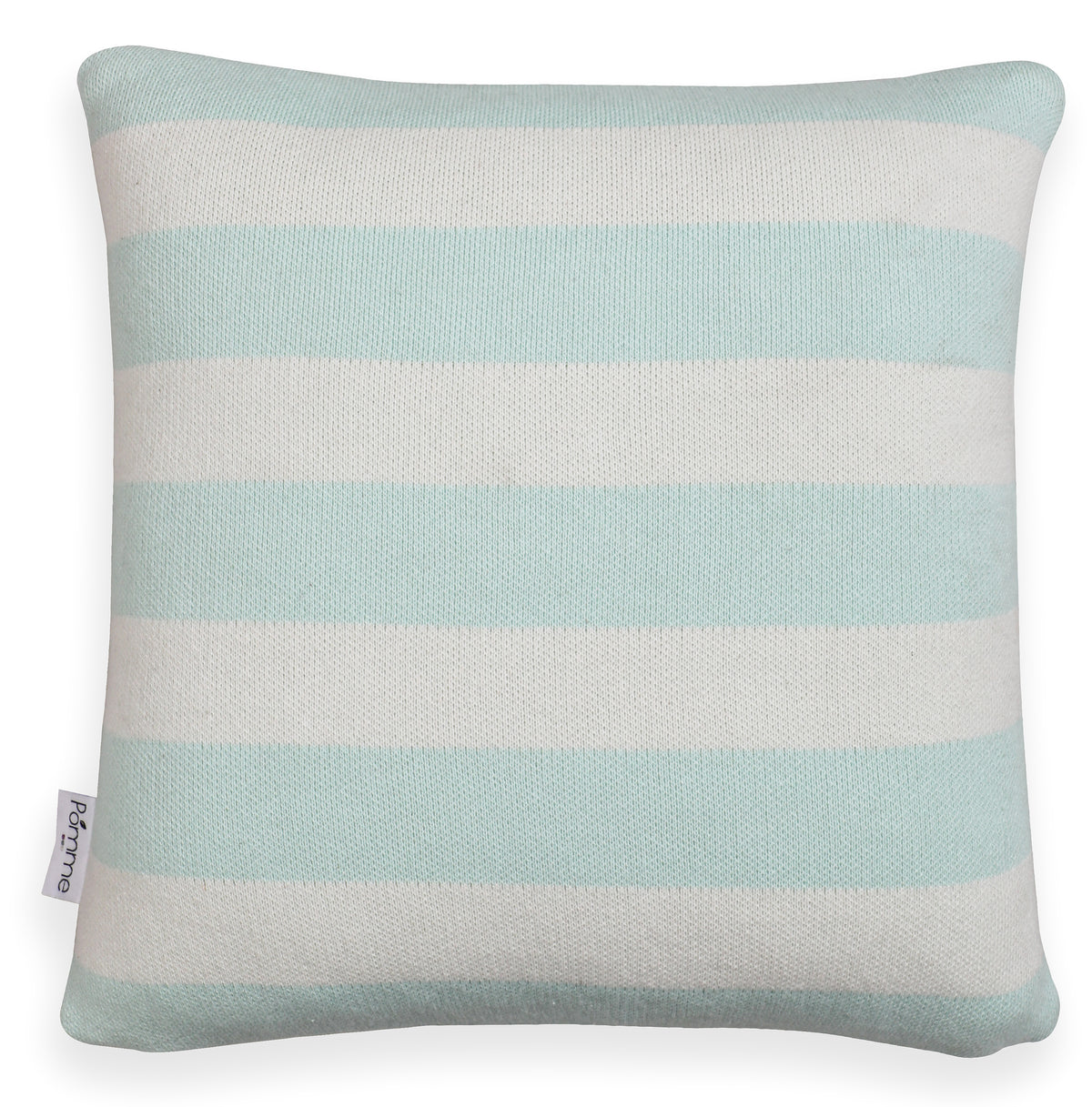 Pomme Striped Cushion Cover With a Pocket Bear (Ivory & Soothing Blue)