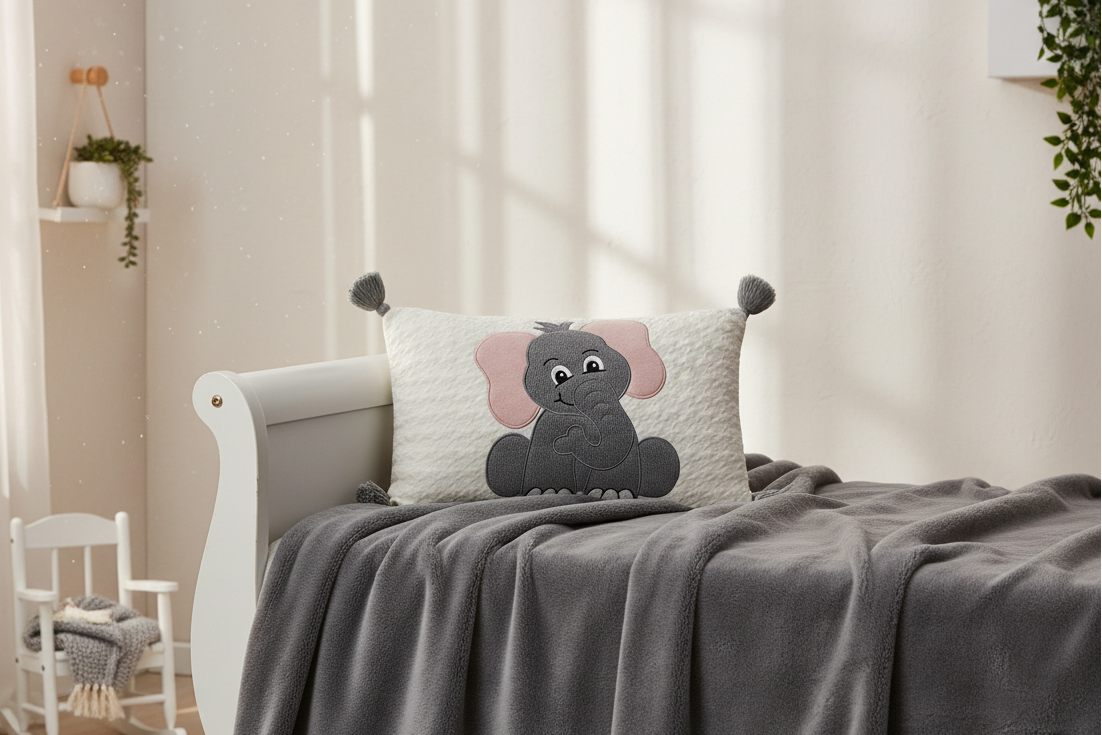 Pomme Quilted Elephant Cushion Cover